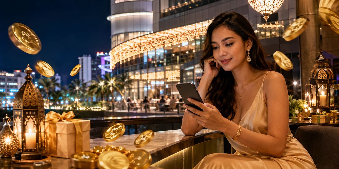 Model Vietnam memeriksa informasi bonus deposit di ponsel pintar