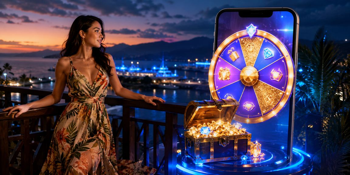 Model Vietnam menampilkan tiket lucky draw dengan ekspresi antusias